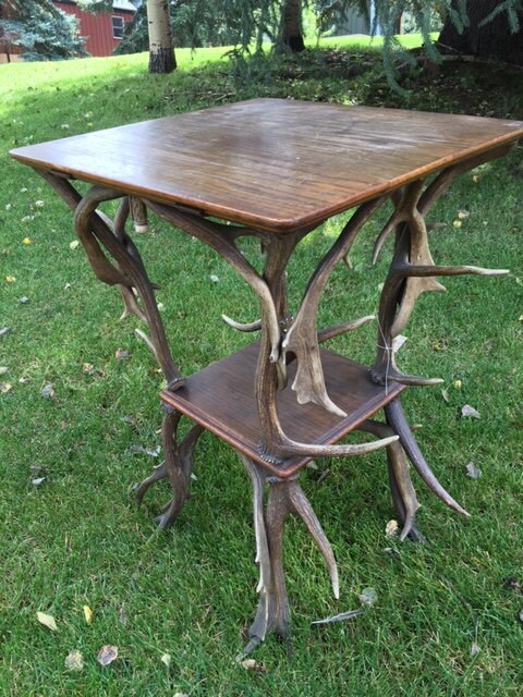 Antique German Antler Side Table, Two Tier