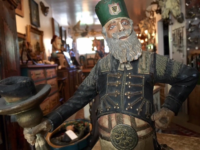 19th Century Hessian Soldier Wood Carving with Original Paint