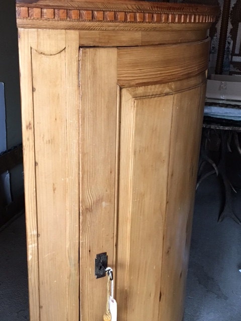 Antique Round Pine Swedish Corner Cupboard, Shipping is Additional