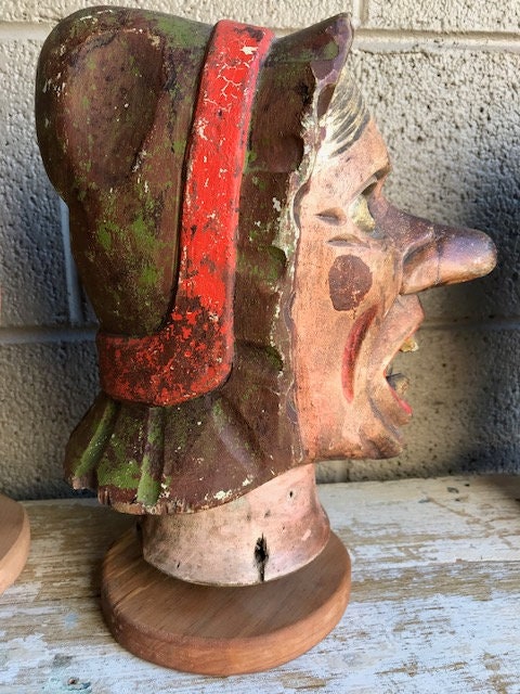 4 Antique Carnival Game Heads Ring Toss Charlie Chaplin