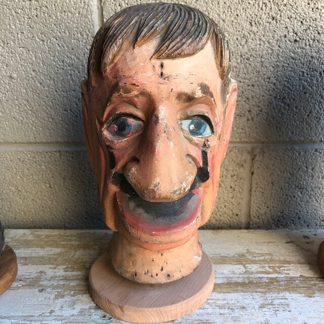 4 Antique Carnival Game Heads Ring Toss Charlie Chaplin