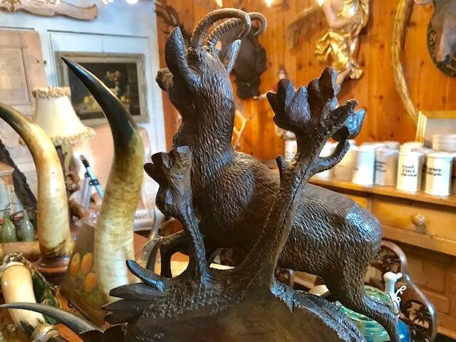 Large Swiss Black Forest Wood Carved Clock