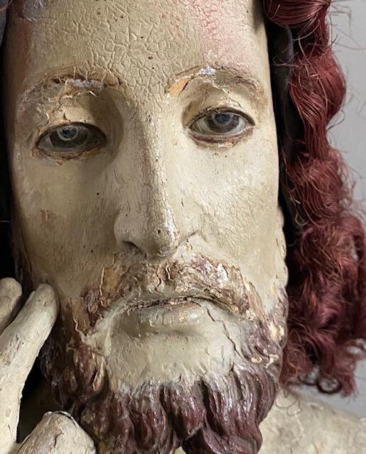 Spanish Colonial Santos Figure of Jesus or St. Peter, Patron Saint of Fishermen