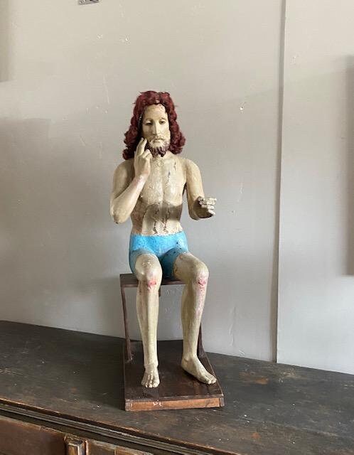 Spanish Colonial Santos Figure of Jesus or St. Peter, Patron Saint of Fishermen