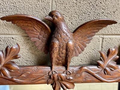Carved Wood Eagle Mirror, Grape Vines, Circa 1900