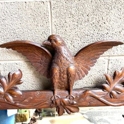 Carved Wood Eagle Mirror, Grape Vines, Circa 1900
