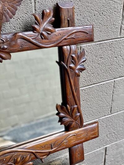 Carved Wood Eagle Mirror, Grape Vines, Circa 1900