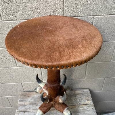 Vintage Horn and Cowhide Occasional Side Table, Found in Germany