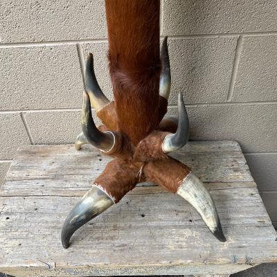 Vintage Horn and Cowhide Occasional Side Table, Found in Germany