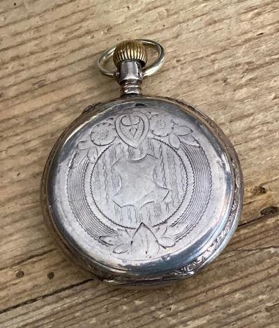Austrian Bronze Pocket Watch Holder, Swallow and Clover