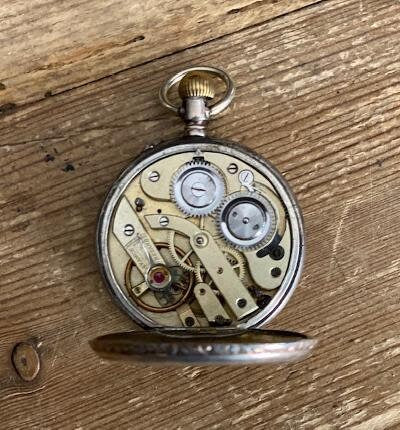 Austrian Bronze Pocket Watch Holder, Swallow and Clover