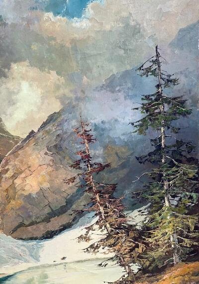 Matterhorn of the Dolomites, Oil on Canvas by Ralph Q Koid