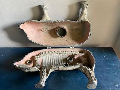 1930s Cast Iron Anatomical Pig, Salesman Sample, Moorman Mineral Supplements