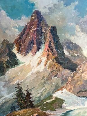 Matterhorn of the Dolomites, Oil on Canvas by Ralph Q Koid