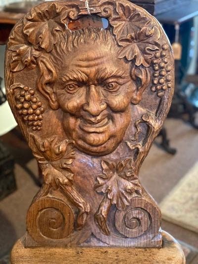 Pair of Circa 1880 German Carved Chairs, God and Goddess of Wine