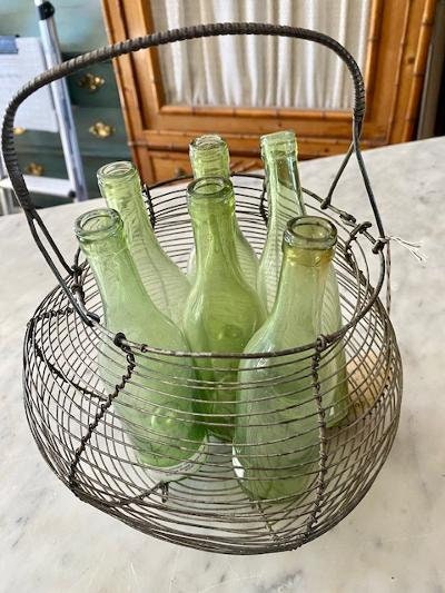6 Miniature Old French Wine Bottles with Deep Punt, Hand Blown