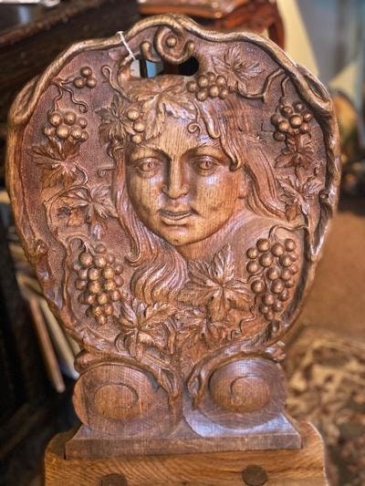 Pair of Circa 1880 German Carved Chairs, God and Goddess of Wine