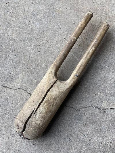 Primitive Wood Mortar and Pestle, European Folk Art