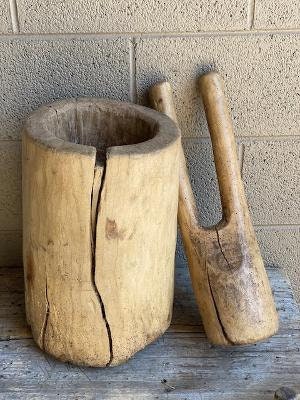 Primitive Wood Mortar and Pestle #2, European