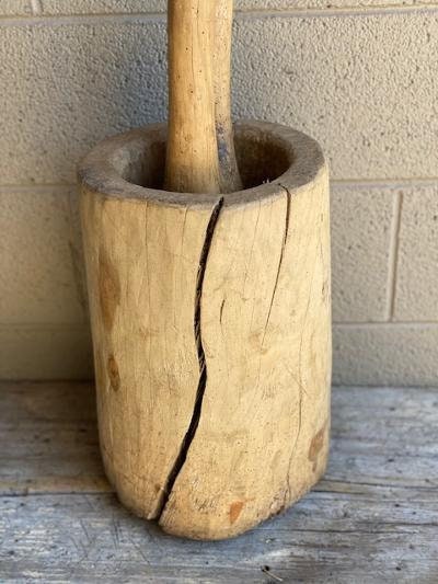 Primitive Wood Mortar and Pestle #2, European