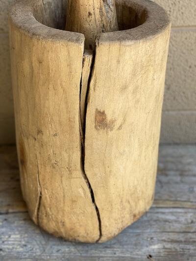 Primitive Wood Mortar and Pestle #2, European