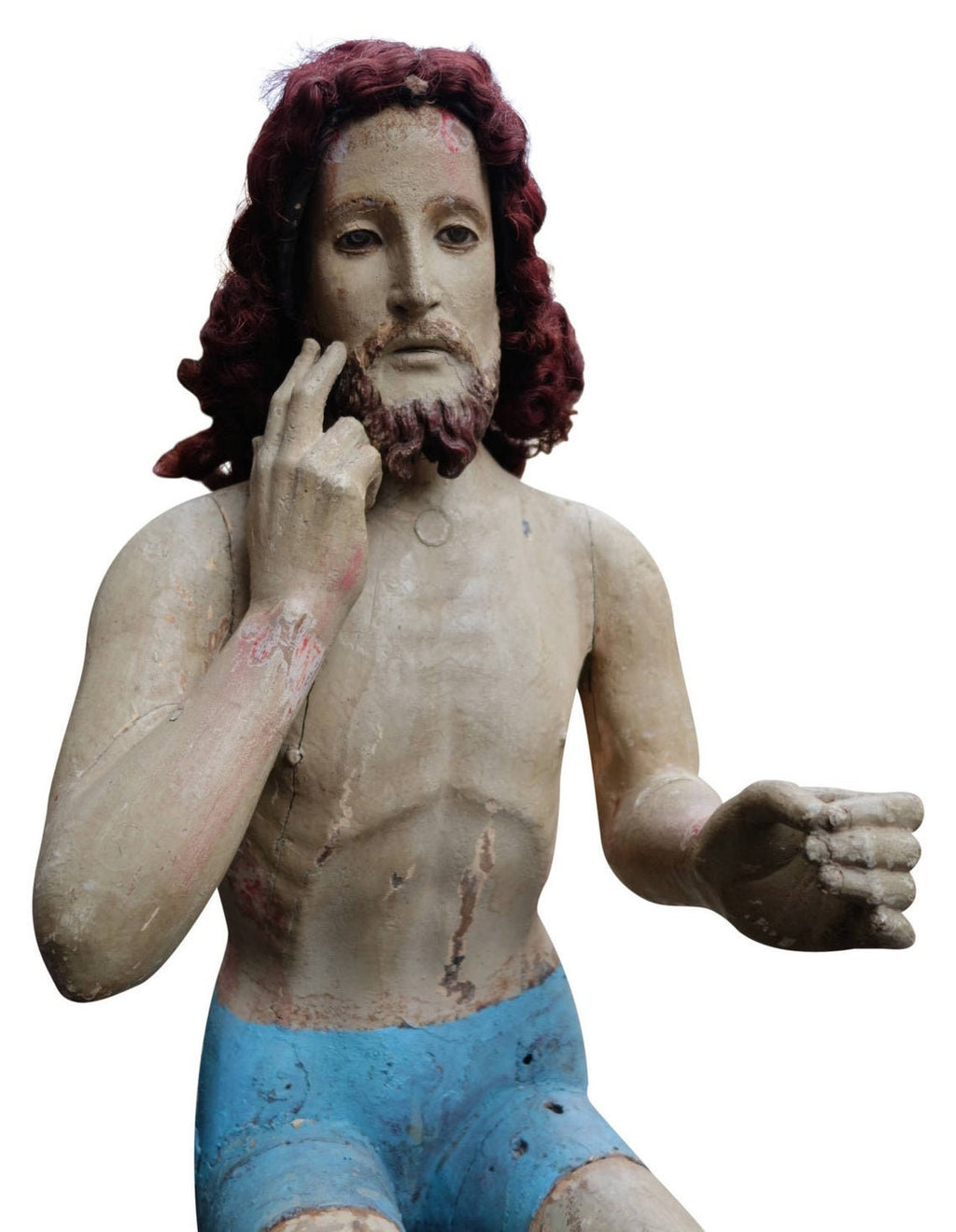 Spanish Colonial Santos Figure of Jesus or St. Peter, Patron Saint of Fishermen