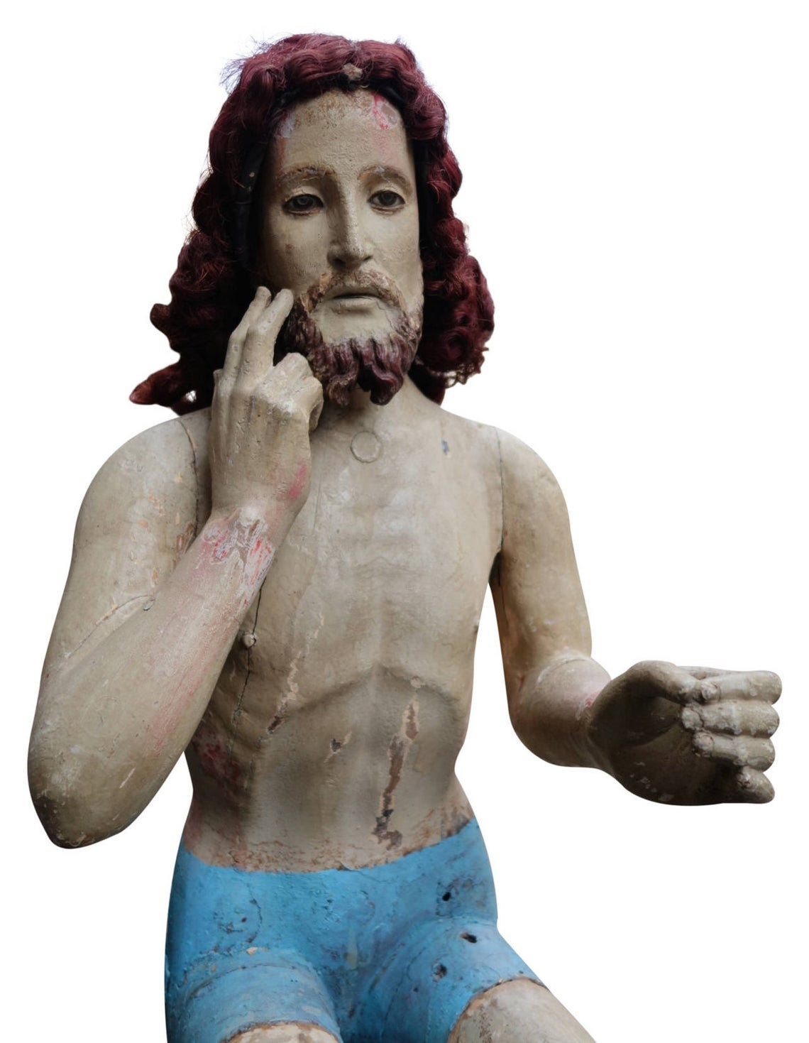 Spanish Colonial Santos Figure of Jesus or St. Peter, Patron Saint of Fishermen