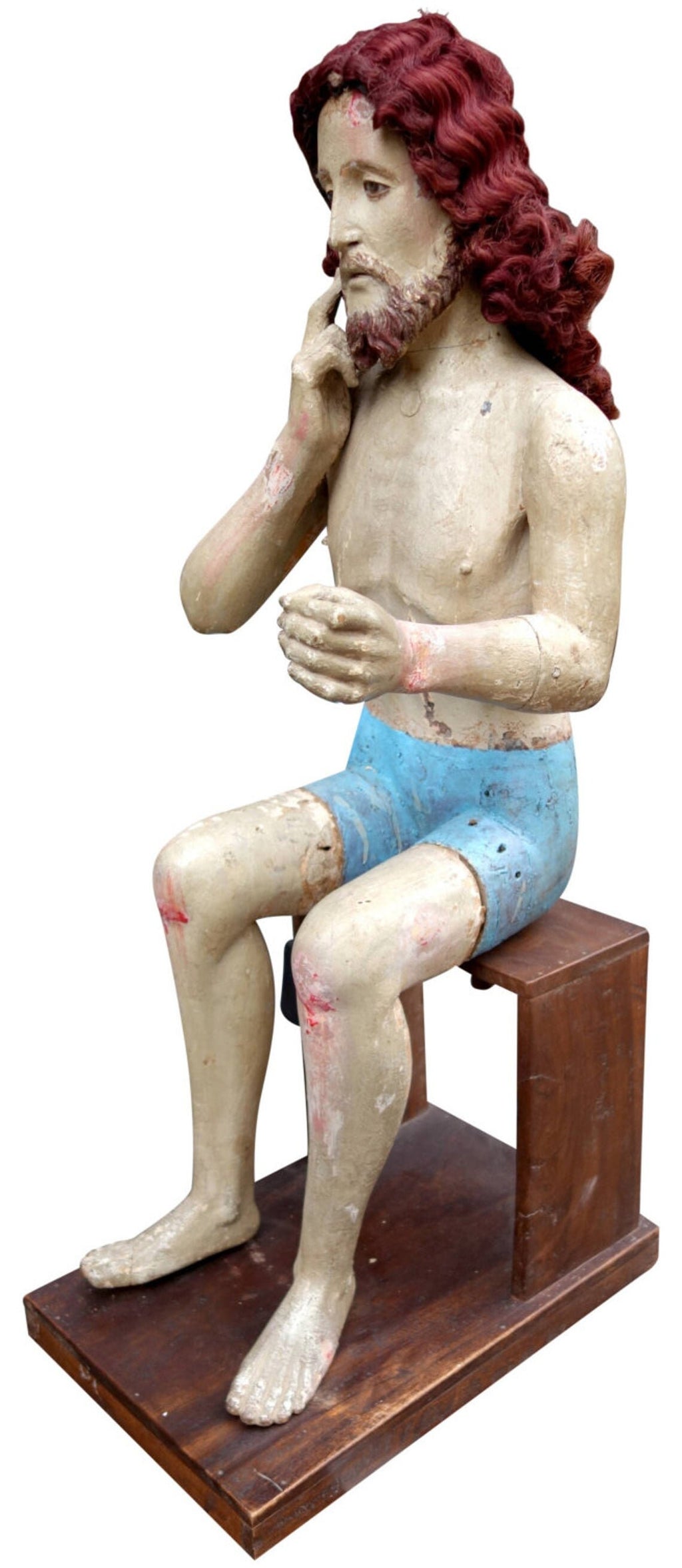 Spanish Colonial Santos Figure of Jesus or St. Peter, Patron Saint of Fishermen