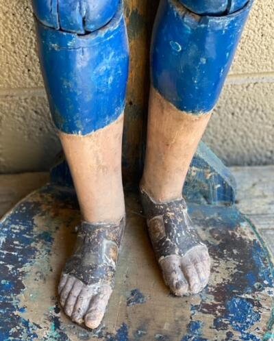 Pair of Large Antique Spanish Santos, Joseph and Mary, Articulated Joints