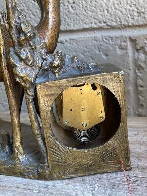 Signed Bronze Roe Deer Buck Clock, Numbered 1406