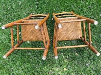 Pair of Oak Ladder-Back Chairs, Woven Seats