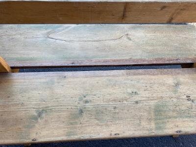 1940s German Beer Hall Double Bench, Pine, Rathskeller Hofbrau