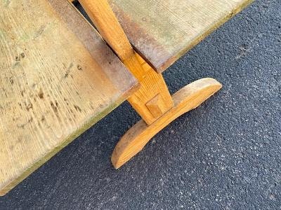 1940s German Beer Hall Double Bench, Pine, Rathskeller Hofbrau