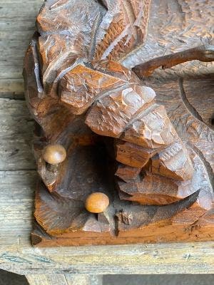 Black Forest Carved Stag and Doe, Wood Sculpture