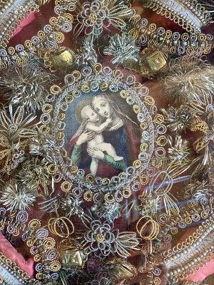 18th Century German Austrian Reliquary, Mary and Baby Jesus with 4 Saints