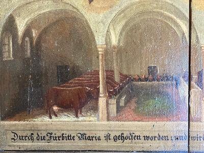 German Votivtafel Prayer Board, Devotional Folk Painting on Board
