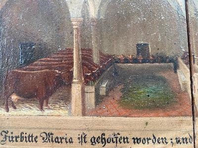 German Votivtafel Prayer Board, Devotional Folk Painting on Board