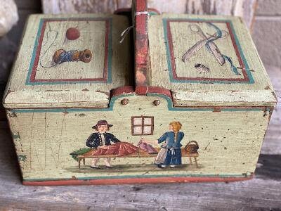 Austrian Folk Art Painted Sewing Box