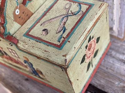 Austrian Folk Art Painted Sewing Box