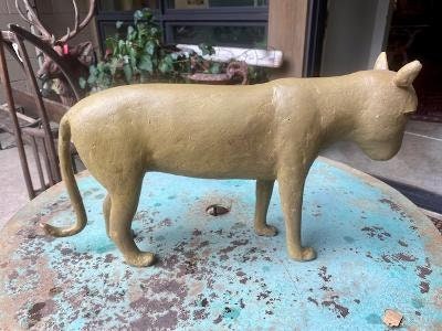 Folk Art Wood and Gesso Mountain Lion by Thomas Dimmitt, Berthoud CO