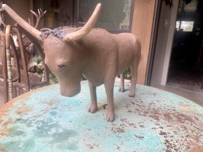 Folk Art Wood and Gesso Steer by Thomas Dimmitt, Berthoud CO