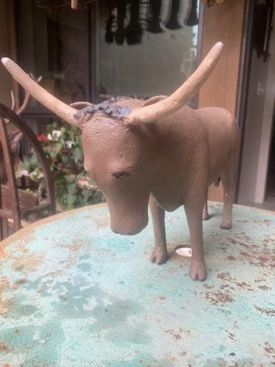 Folk Art Wood and Gesso Steer by Thomas Dimmitt, Berthoud CO