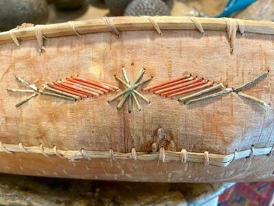 Birch Bark Canoe with Quillwork, Native American Folk Art