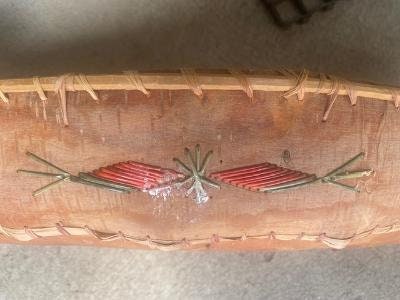 Birch Bark Canoe with Quillwork, Native American Folk Art