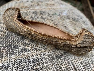 1940 Birch Bark Canoe Model, Native American Folk Art