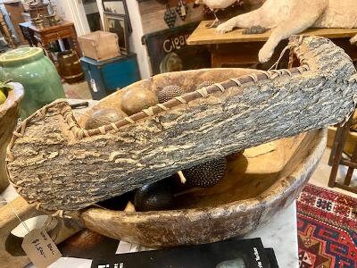 1940 Birch Bark Canoe Model, Native American Folk Art