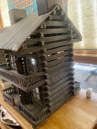 Large Adirondack Log Cabin Model, Doors Open and Close