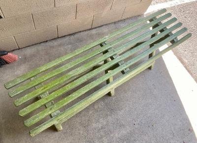 Primitive Green Painted Bench, European