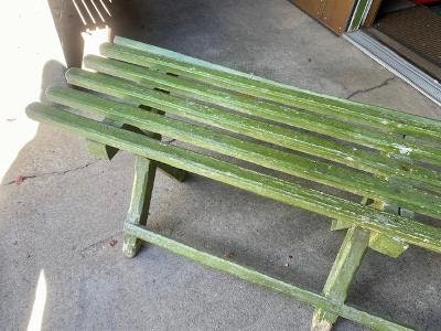 Primitive Green Painted Bench, European