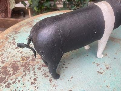 Folk Art Wood and Gesso Pig by Thomas Dimmitt, Berthoud CO